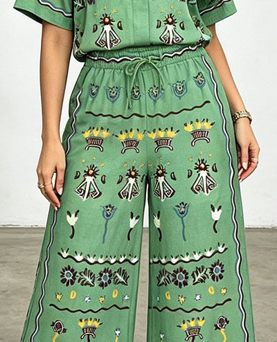 Azalea Green Printed Casual Two-Piece Set