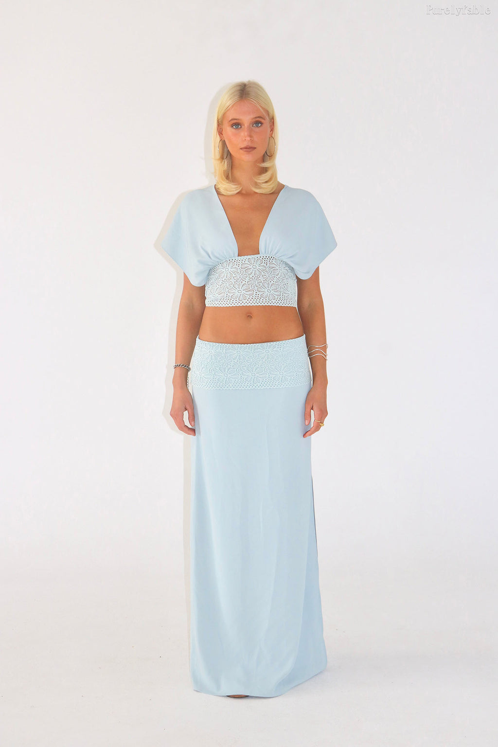 Alina White Short Top Irregular Skirt Ttwo-Piece Set