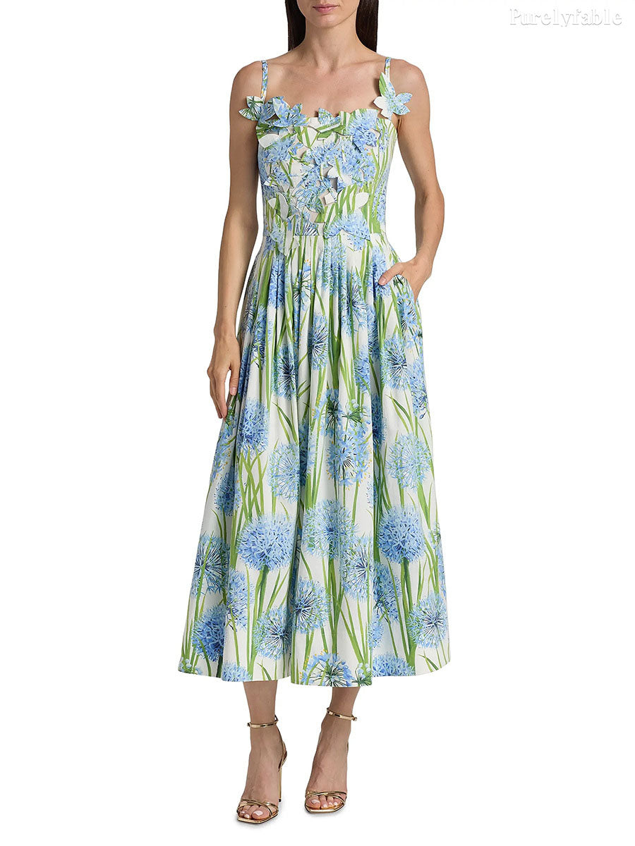 Freya Green Printed Pleated Skirt