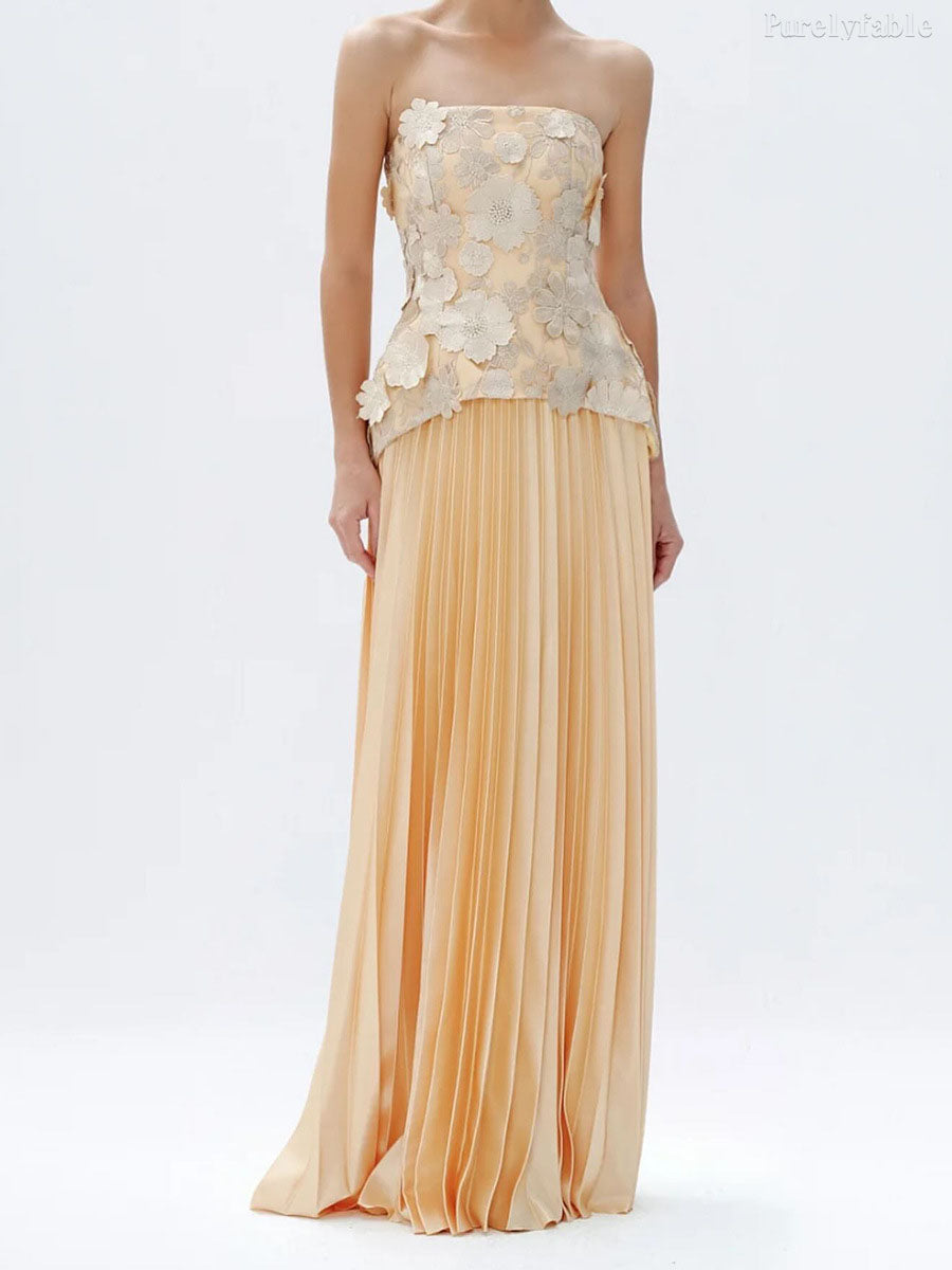 Athena Yellow Strapless Dress Set