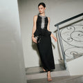 Natalia Black Sleeveless Fitted Dress