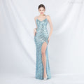 Vivian Sky Blue Camisole Waist High Slit Dress