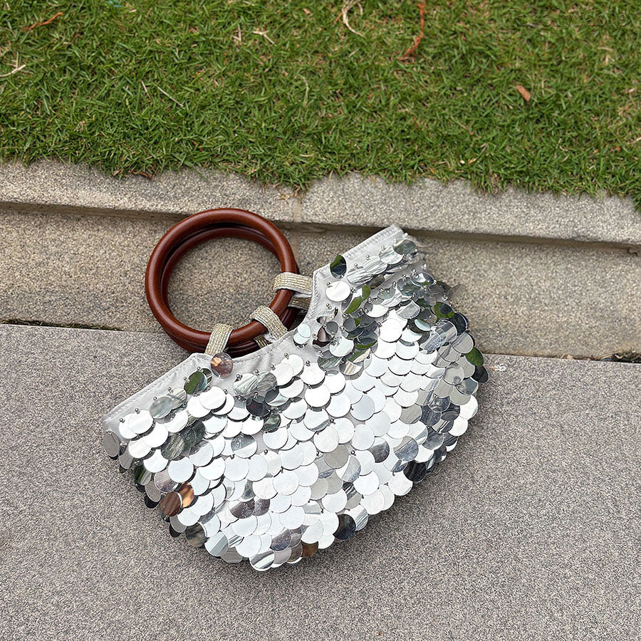 Silver Circular Handbag
