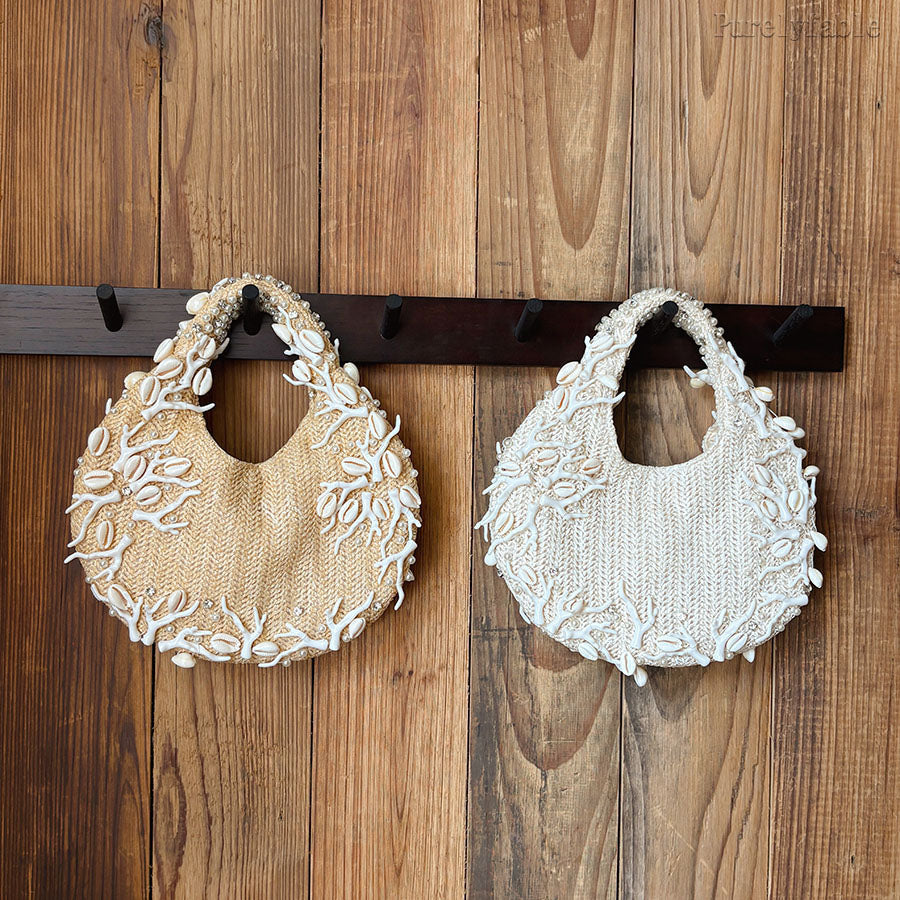 Off White Hand Woven Bag