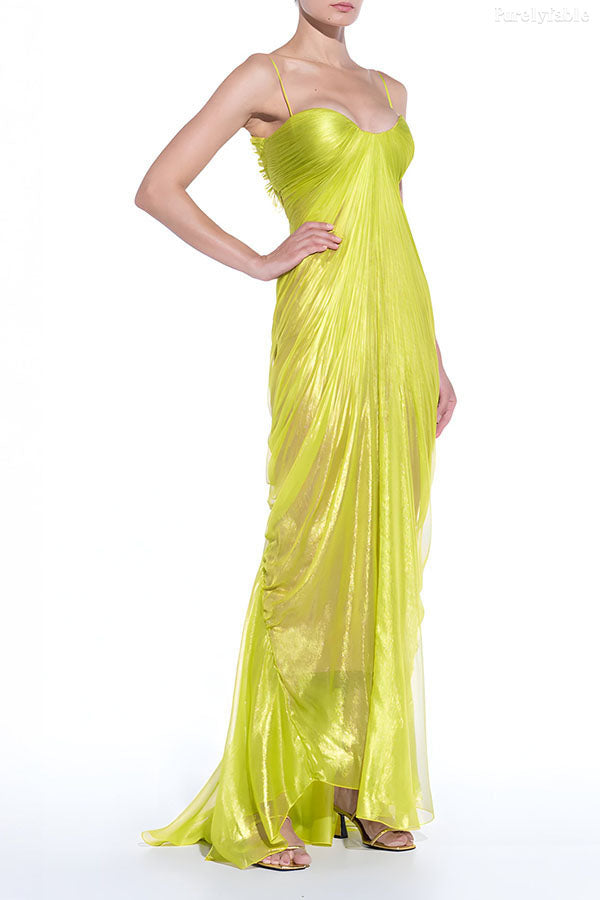 Adelaide Green Sexy Backless Camisole Maxi Dress