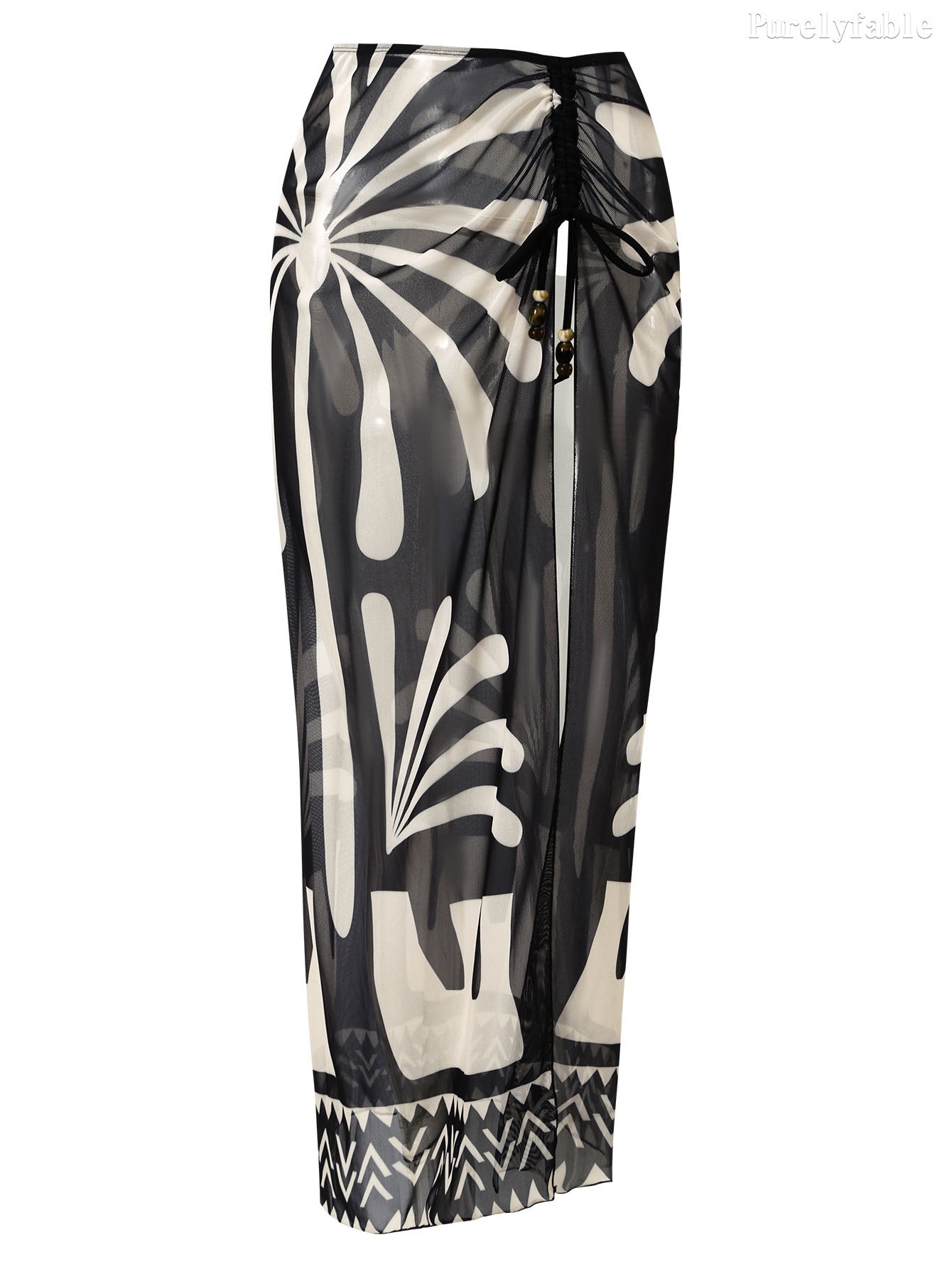 Cecelia Black Swimsuit Wrapped Skirt Two-Piece Set