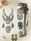 Celeste White Bikini Wrap Skirt Set