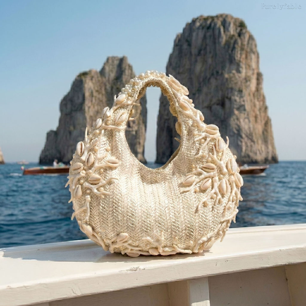 Ivory White Crescent Tote Bag