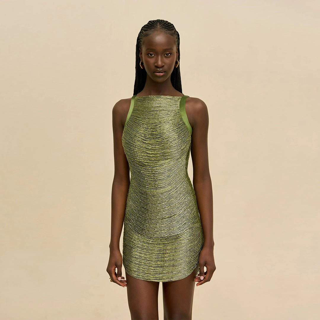 Carmen Green Tassel Bandage Mini Skirt