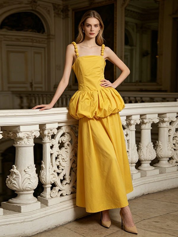 Kiana Yellow Strappy Maxi Dress