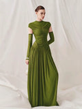 Kalina Green Ruched Knit Dress