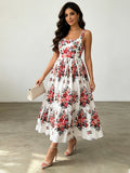 Katia Square-Neck Tie-Strap Printed Dress