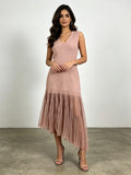 Kati Pink Asymmetrical V-Hem Dress