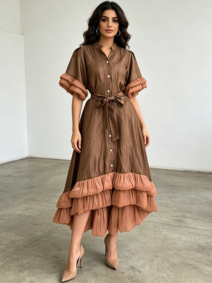 Azalea Brown Color-Block Dress