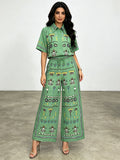 Azalea Green Printed Casual Two-Piece Set