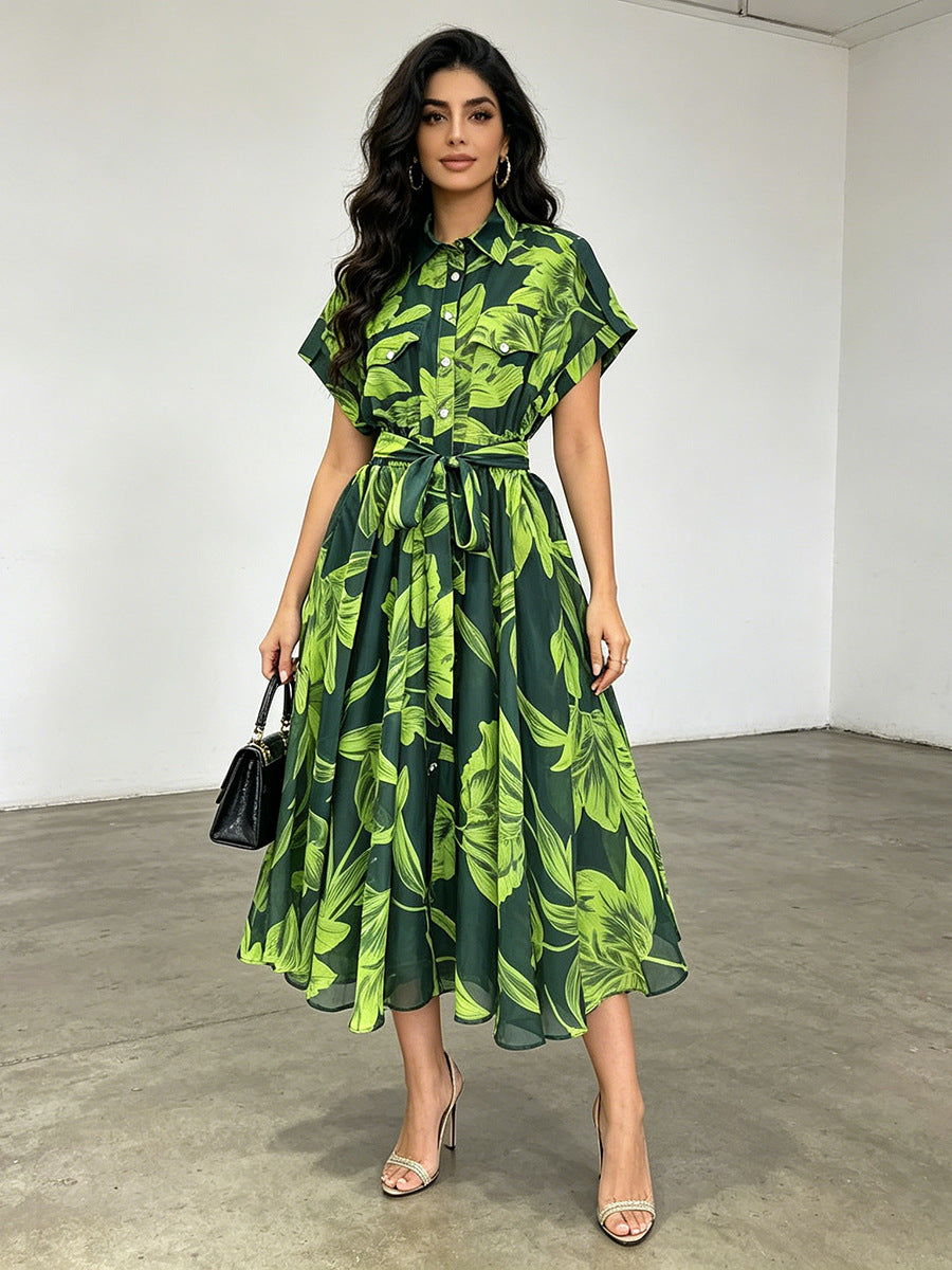 Azalea Green Lace-up Dress