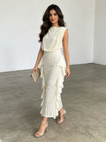 Azalea White Ruffled Bodycon Skirt