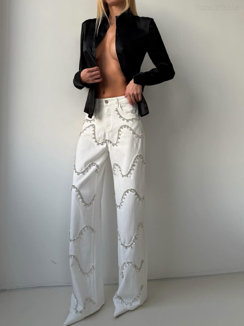 Raquel Rhinestone Straight Leg Pants