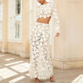 Olive White Lace Mermaid Maxi Skirt Set