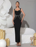 Quinn Black Rhinestone Maxi Dress