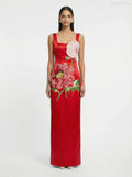 Eloise Red Floral Patchwork Dress