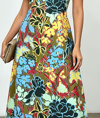 Azalea Colorful Floral Strappy Dress