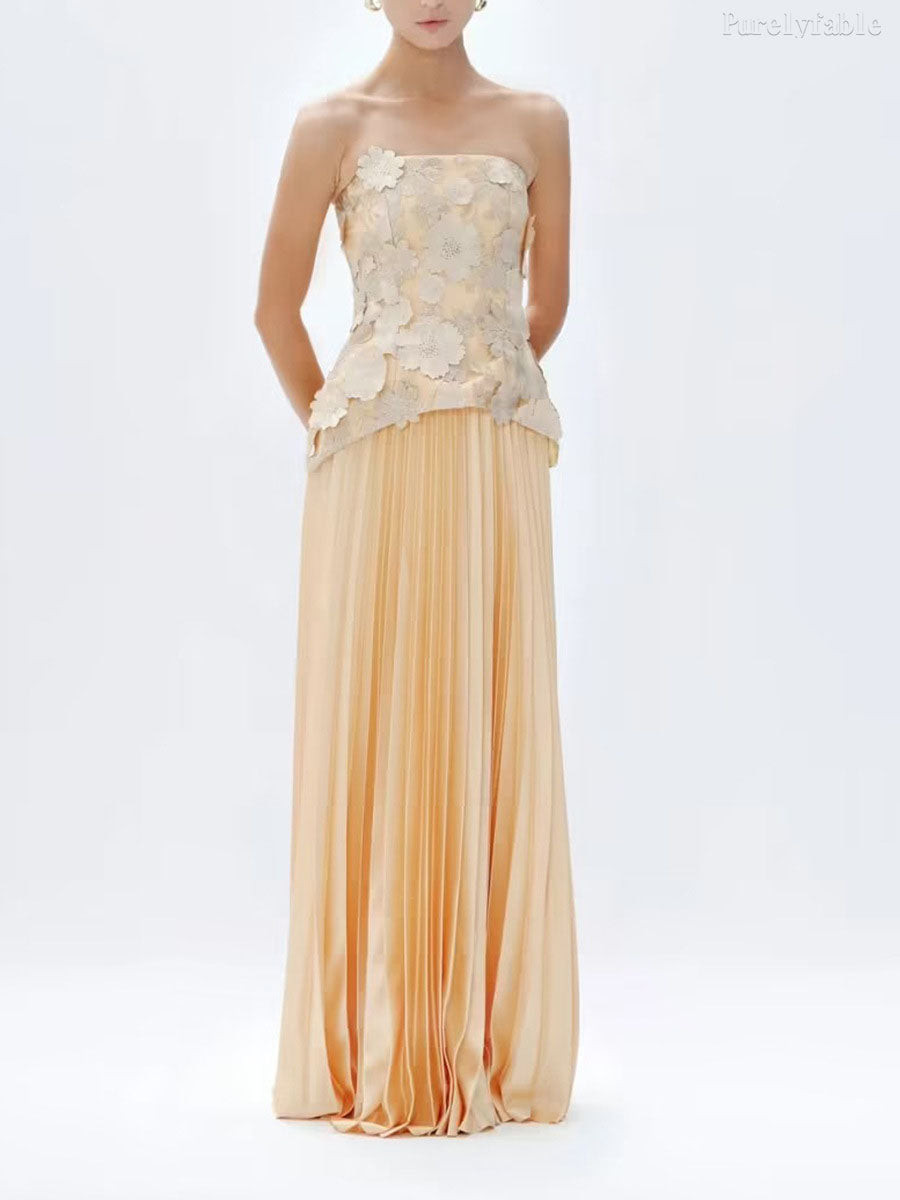 Athena Yellow Strapless Dress Set