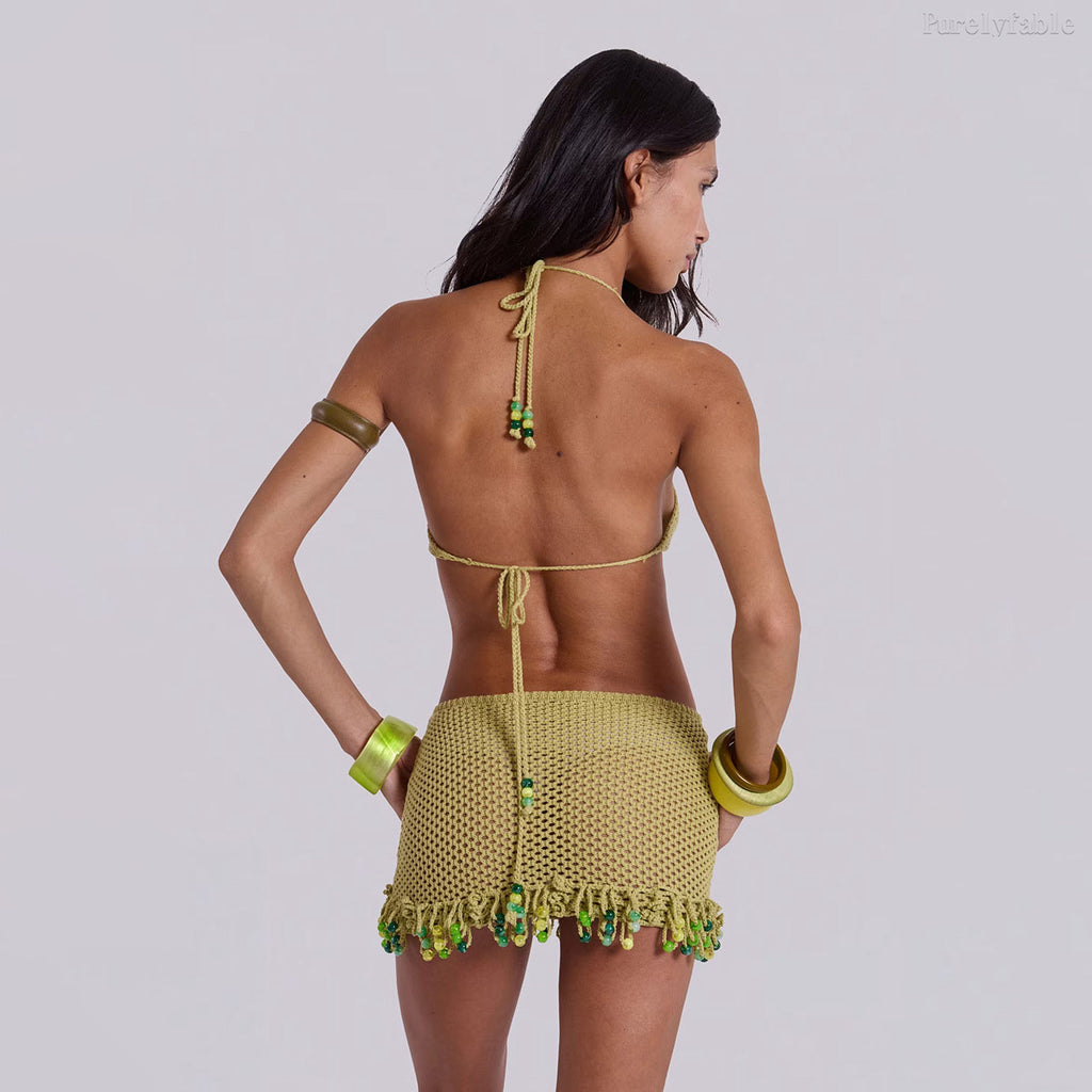 Elodie Green Beach Swimsuit Beach Dress Blouse Set