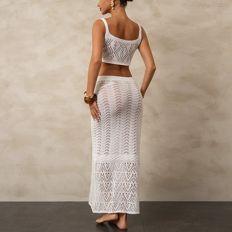Alma European-style white blouse and skirt Set