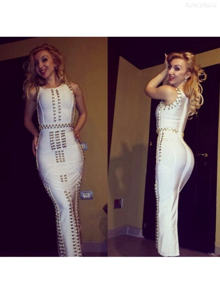 Anabella White Sleeveless Bandage Dress