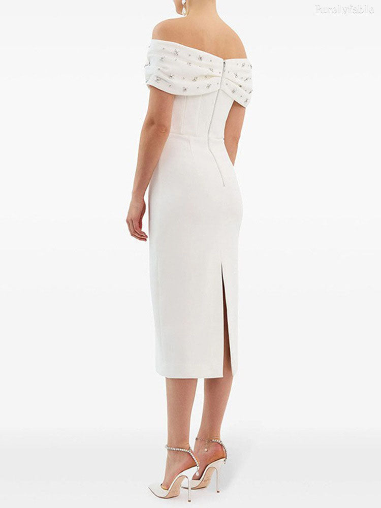 Clara White One-Shoulder Bandage Dress