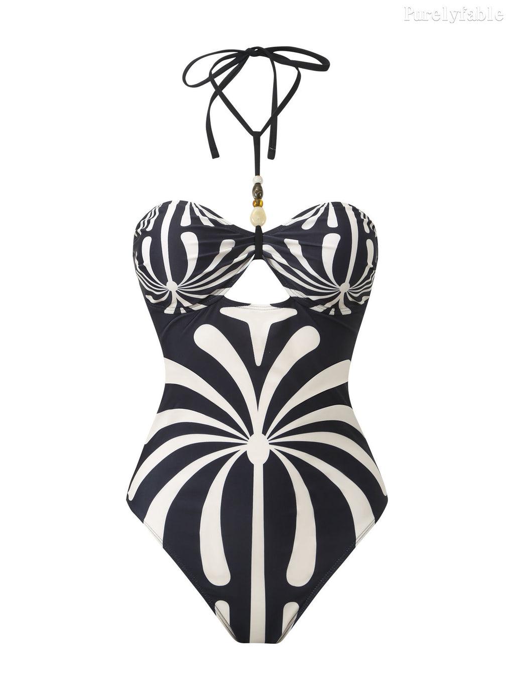 Cecelia Black Swimsuit Wrapped Skirt Two-Piece Set