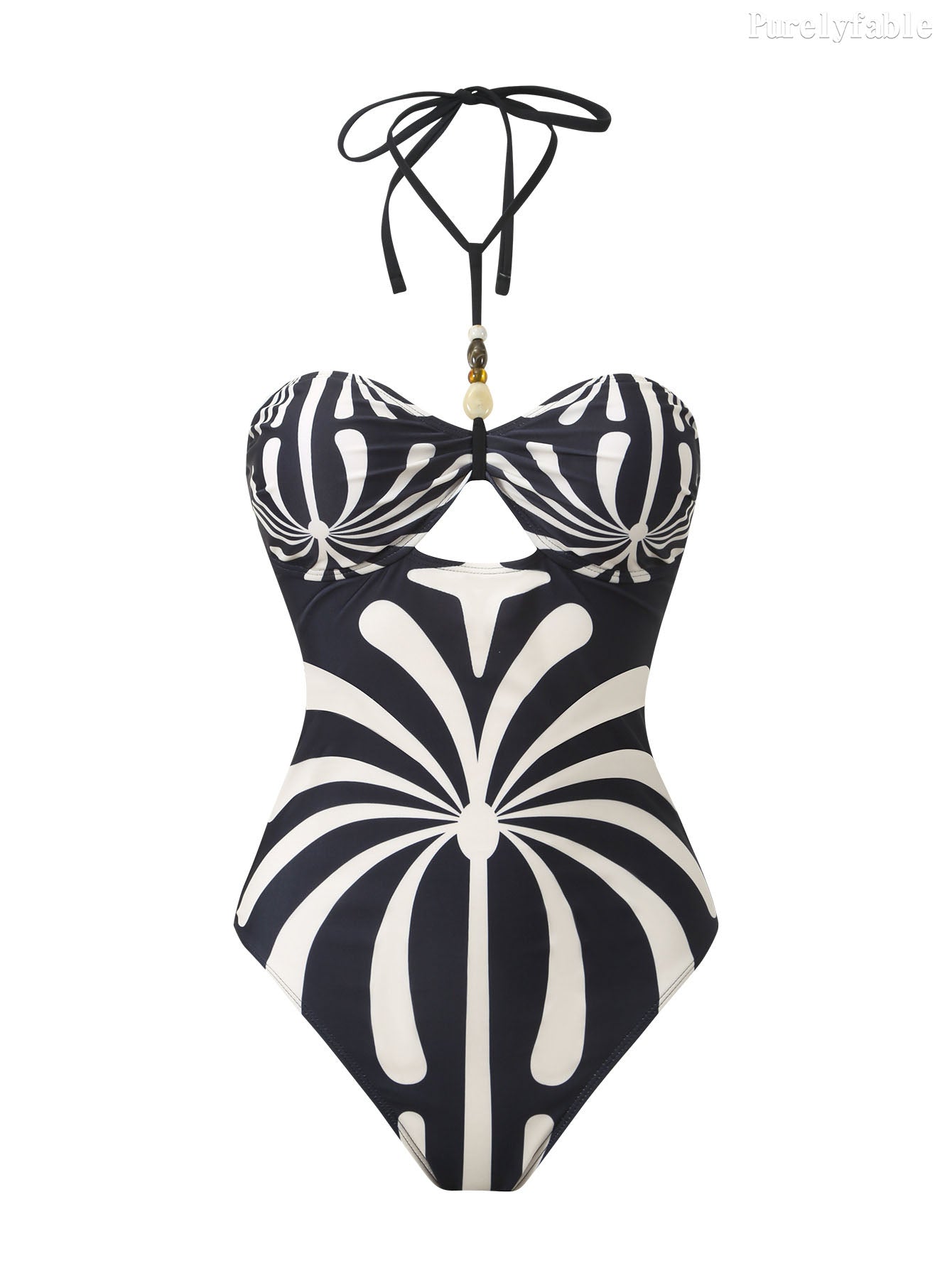 Cecelia Black Swimsuit Wrapped Skirt Two-Piece Set