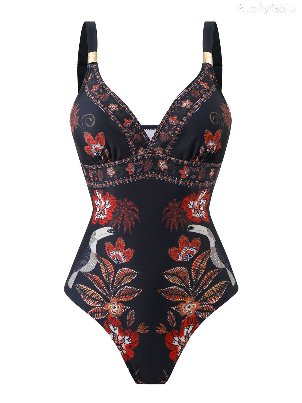 Catalina Black One-Piece Swimsuit Wrapped Skirt Set
