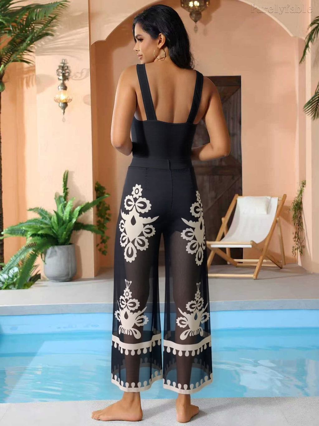 Brynn  Black Holiday Swimsuit Pants 3-Piece Set