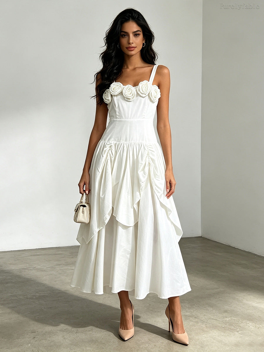 Eloise Rose-Colored High-Waisted A-Line Strapless Long Dress