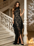 Luna Black Cutout Floral Dress