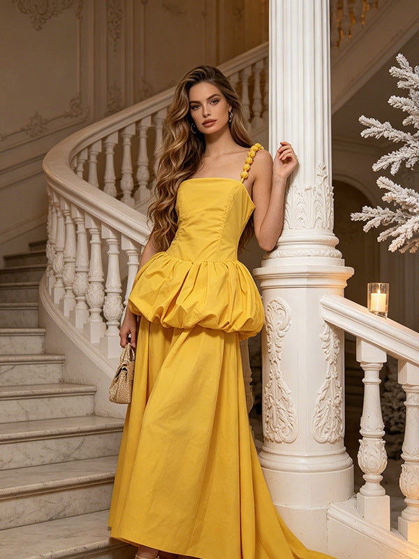 Kiana Yellow Strappy Maxi Dress