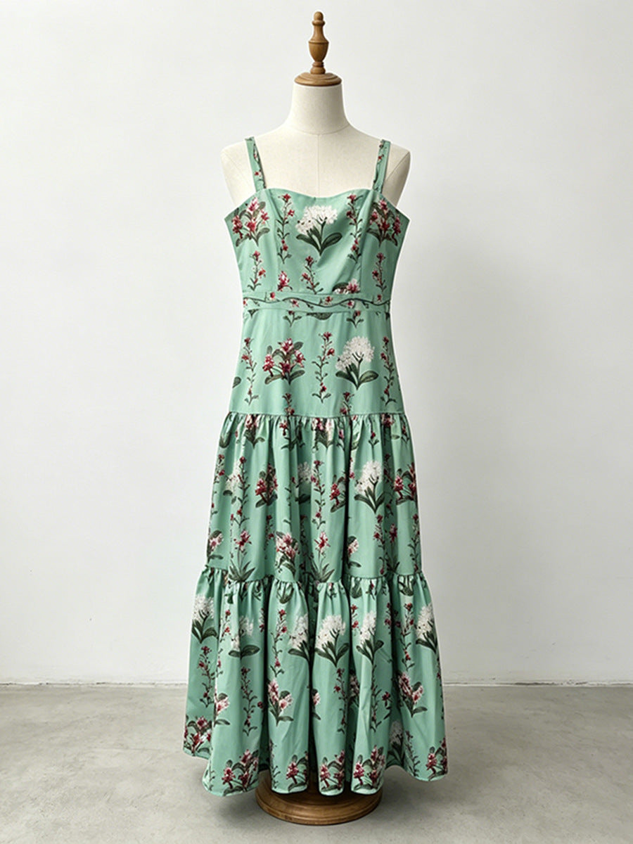 Katia Green Square-Neck Printed Dress