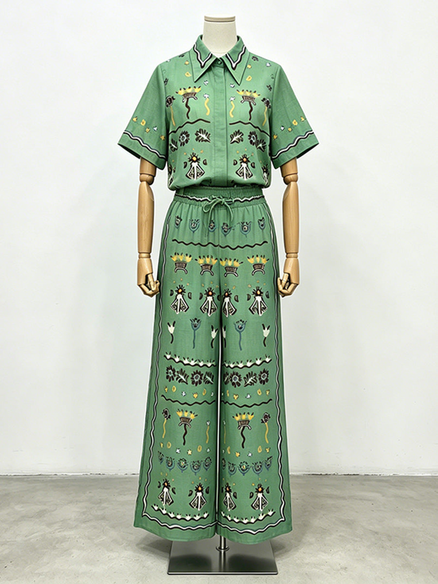 Azalea Green Printed Casual Two-Piece Set
