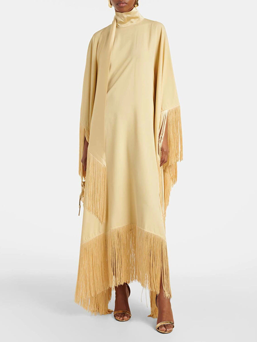 Giselle Yellow Fringed Patchwork Maxi Dress