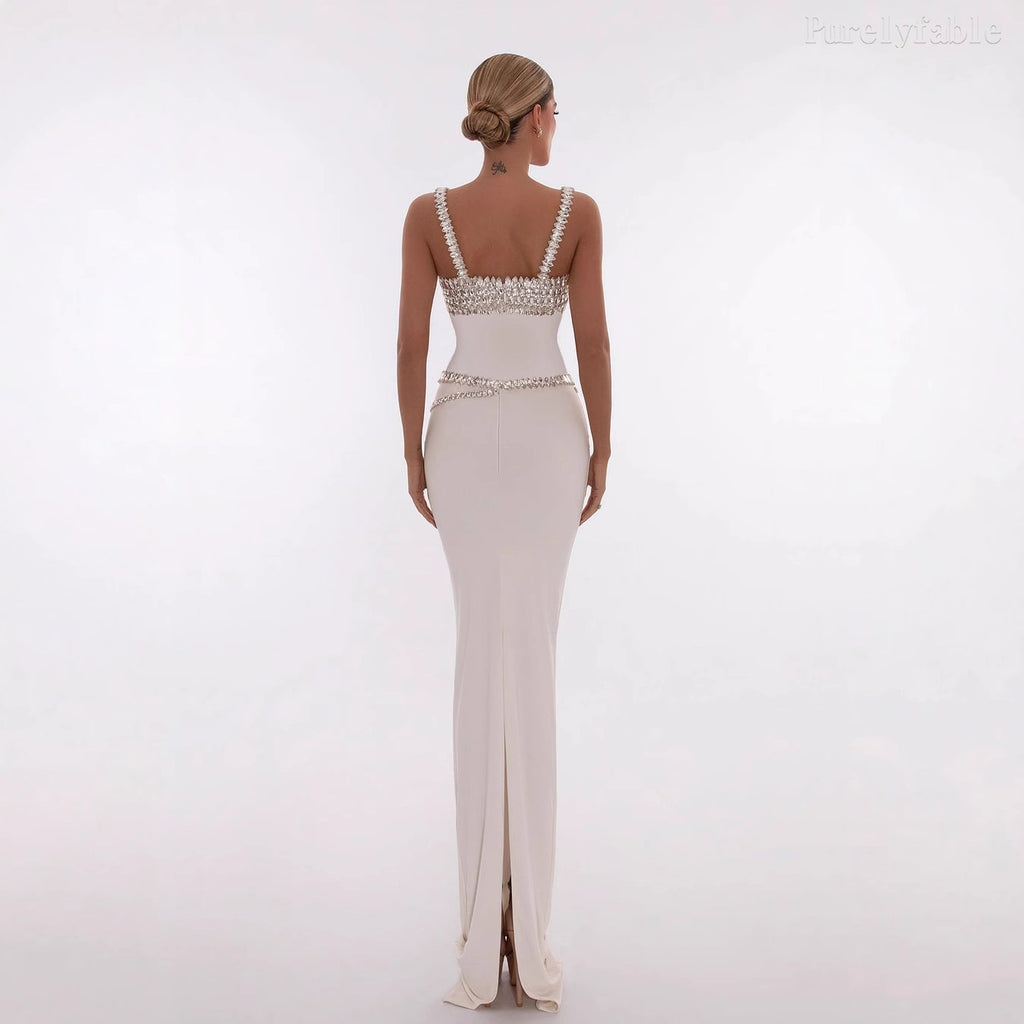 Davina White Strapless Fishtail Dress