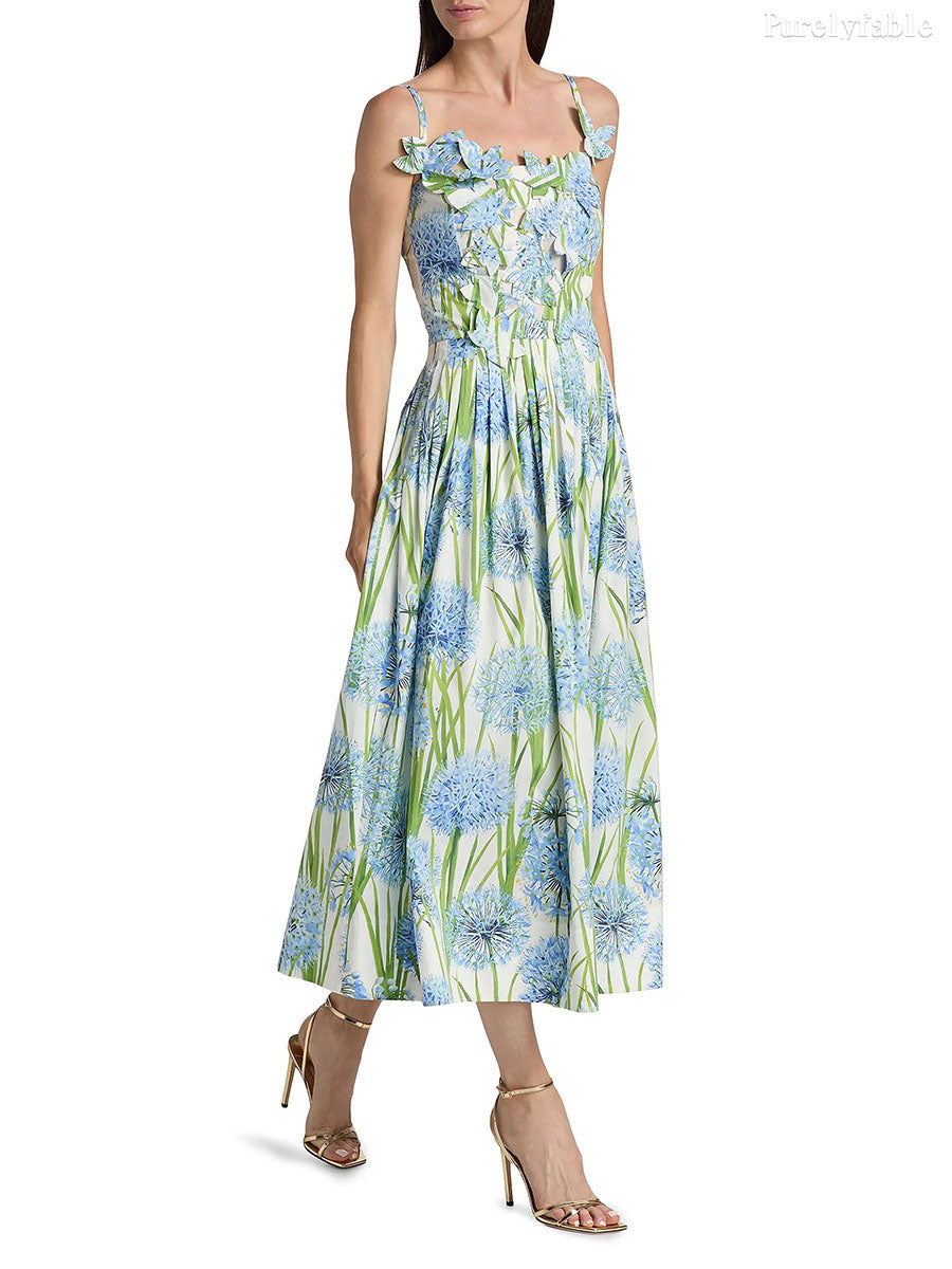 Freya Green Printed Pleated Skirt