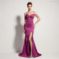 Elora purple  High Slit Slim Fit Strap Fish Tail Dress