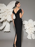 Vivian Black One Shoulder Slimming Dress