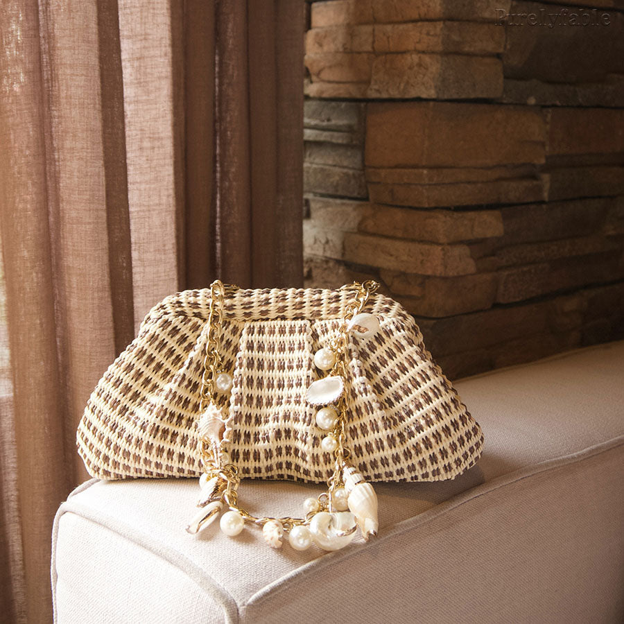 Beige Woven Cloud Bag