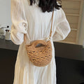 Khaki Woven Bucket Bag