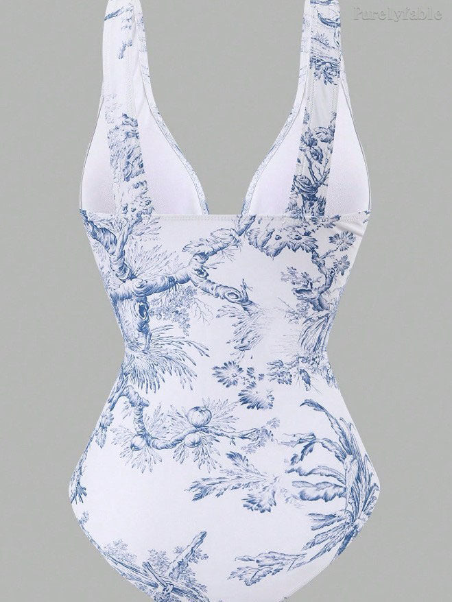 Camilla Blue Sexy Swimsuit Wrap Skirt Set