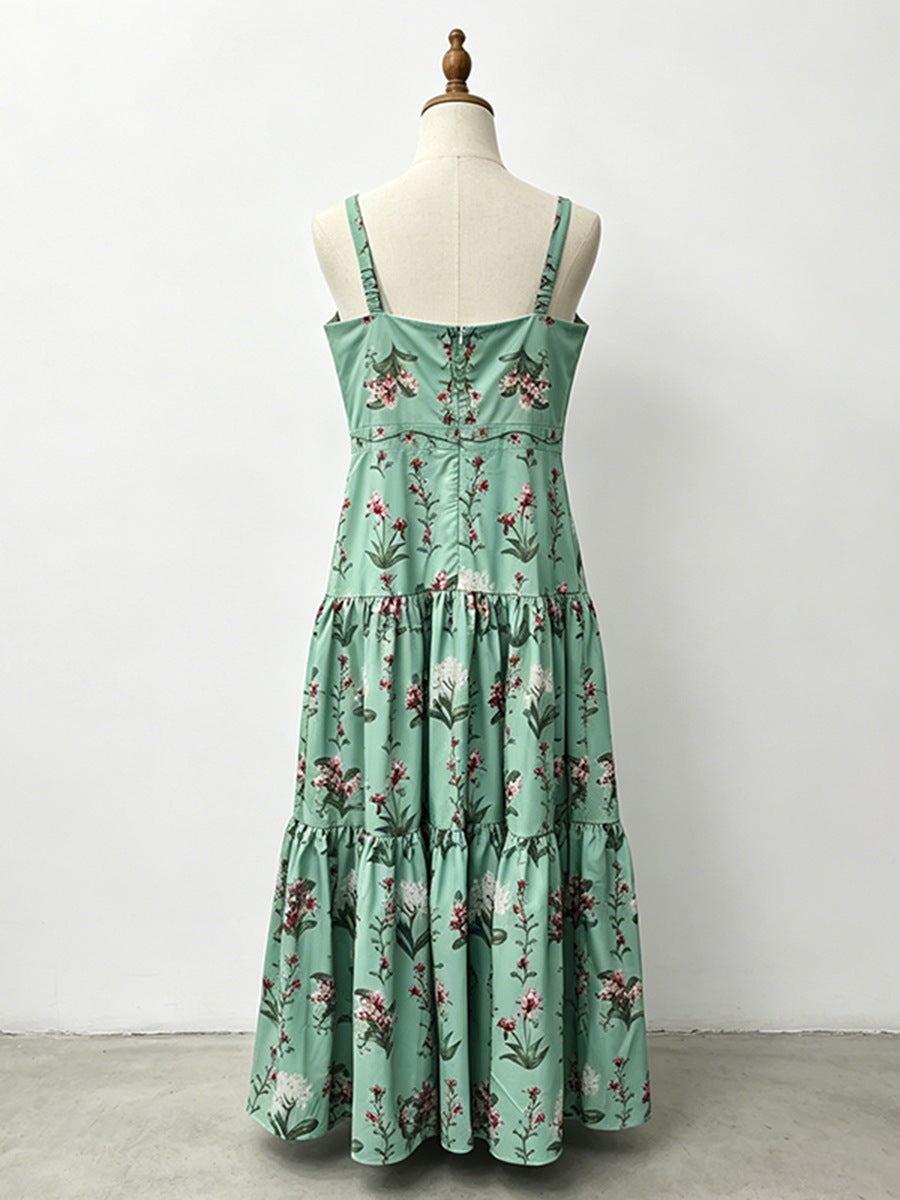 Katia Green Square-Neck Printed Dress