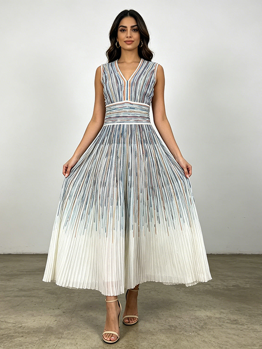 Azalea Ombré Vertical-Stripe Maxi Dress
